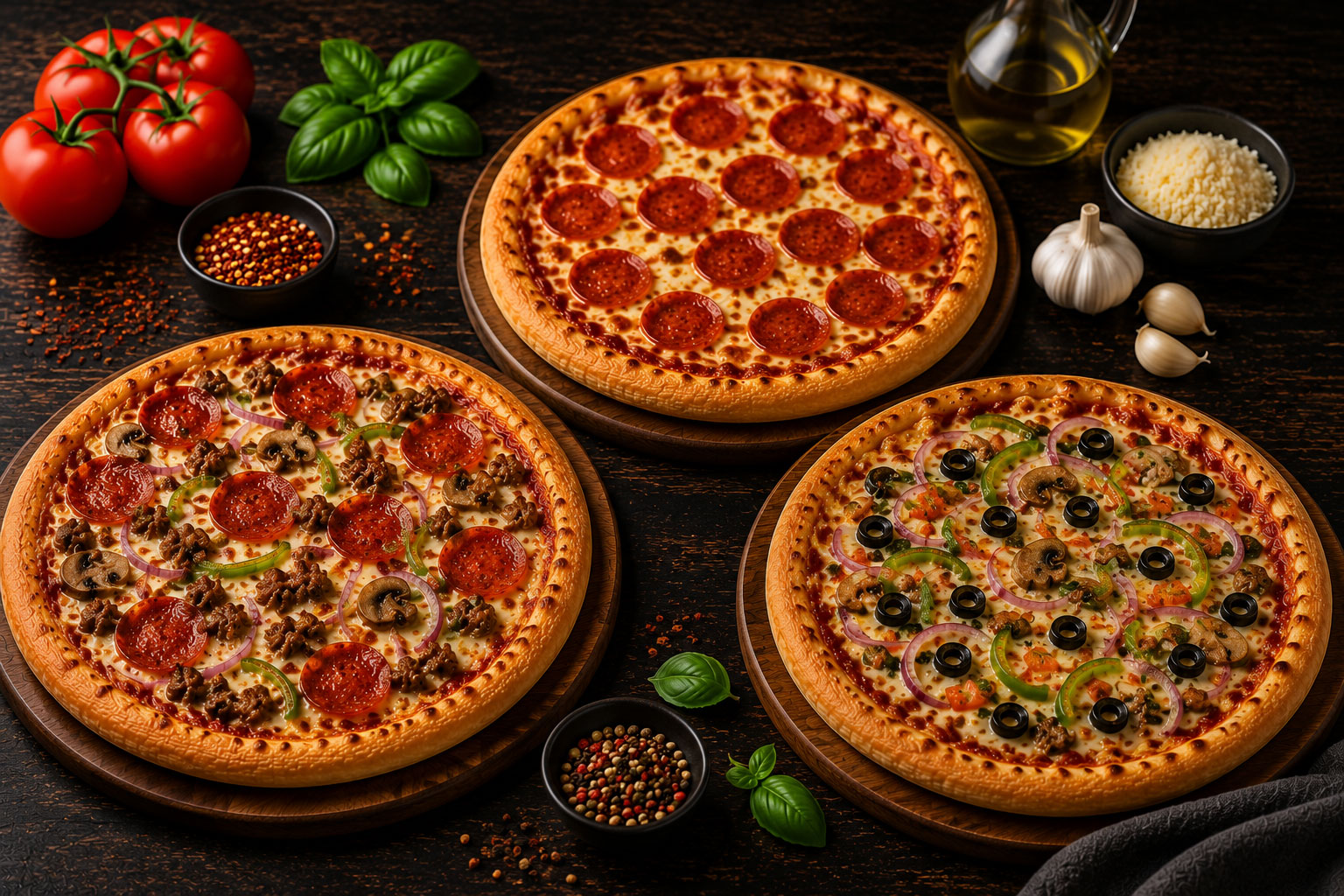 Three Medium Pizzas
